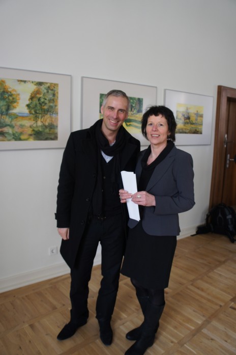 Martin Kranz, Oberbürgermeister Kandidat für Weimar mit Bettina Schmidt (Vorsitzende der Geschäftsbereichsleitung Eingliedrung/Behindertenhilfe der Diakoniestiftung Weimar Bad Lobenstein) im Landgut Holzdorf